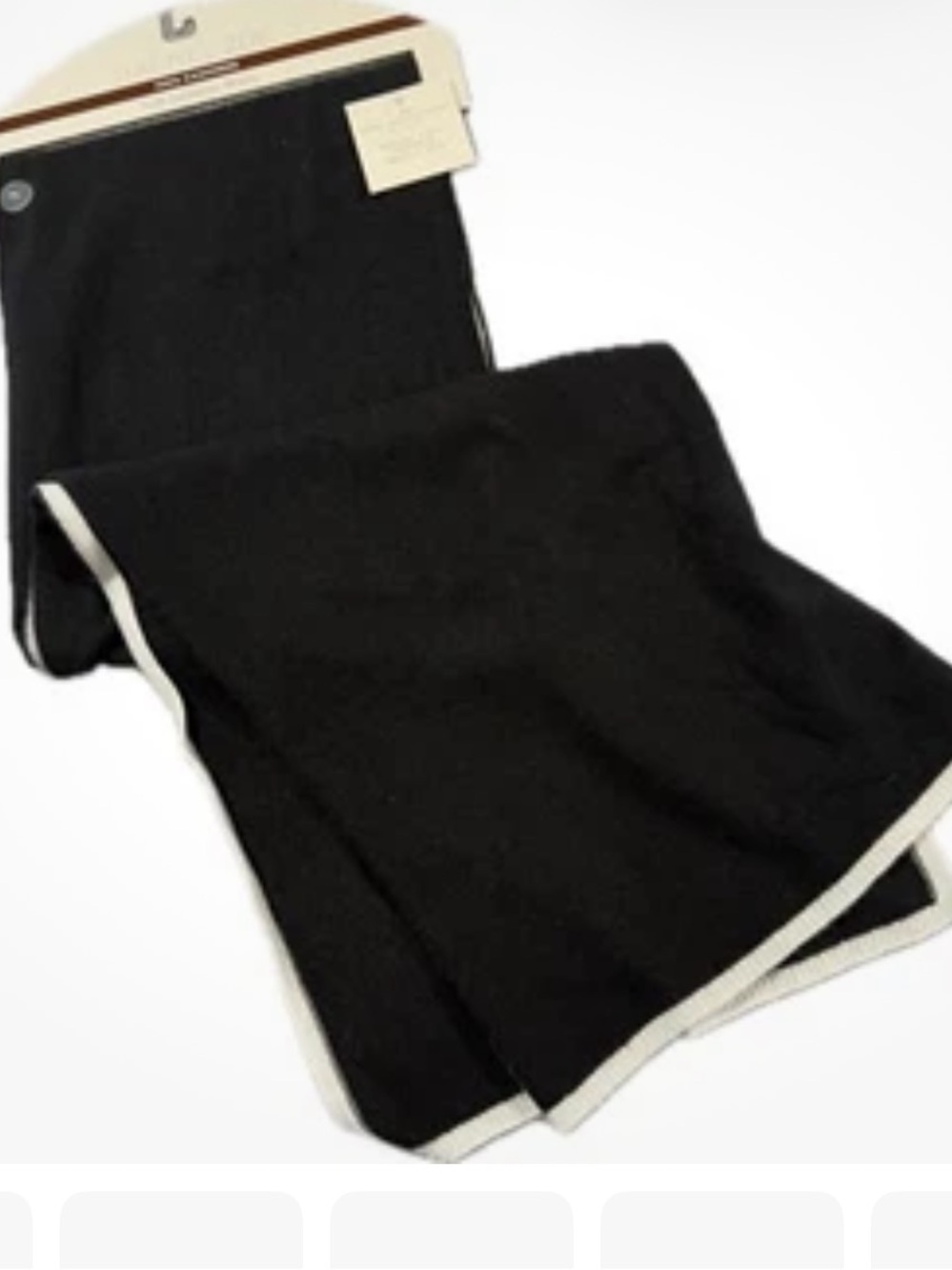 RACHEL ZOE 100% Cashmere Scarf Shawl Size 72" X 14" Black Ivory Trim